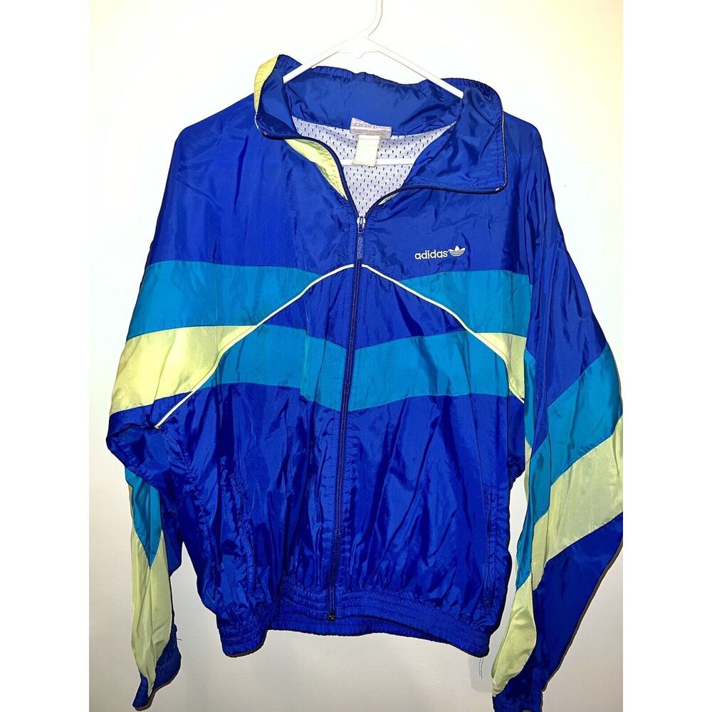VINTAGE 1980's ADIDAS TREFOIL SILVER TAG WINDBREAKER JACKET nice colorway M‎